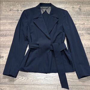 MaxMara Dark Blue Blazer with Tie Belt